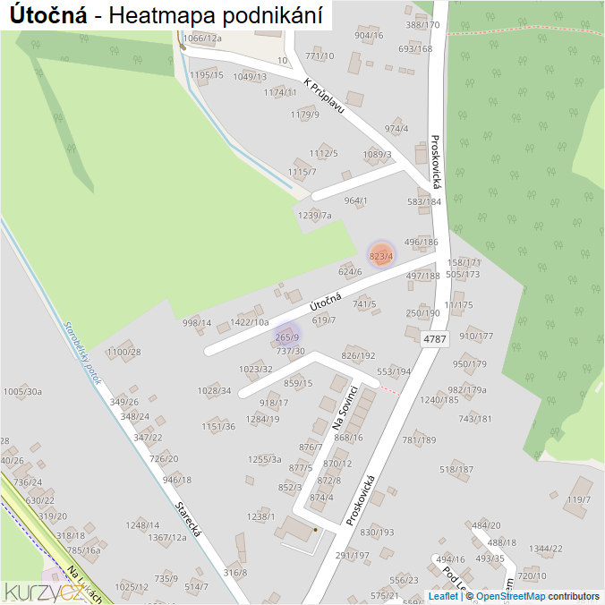 Mapa Útočná - Firmy v ulici.
