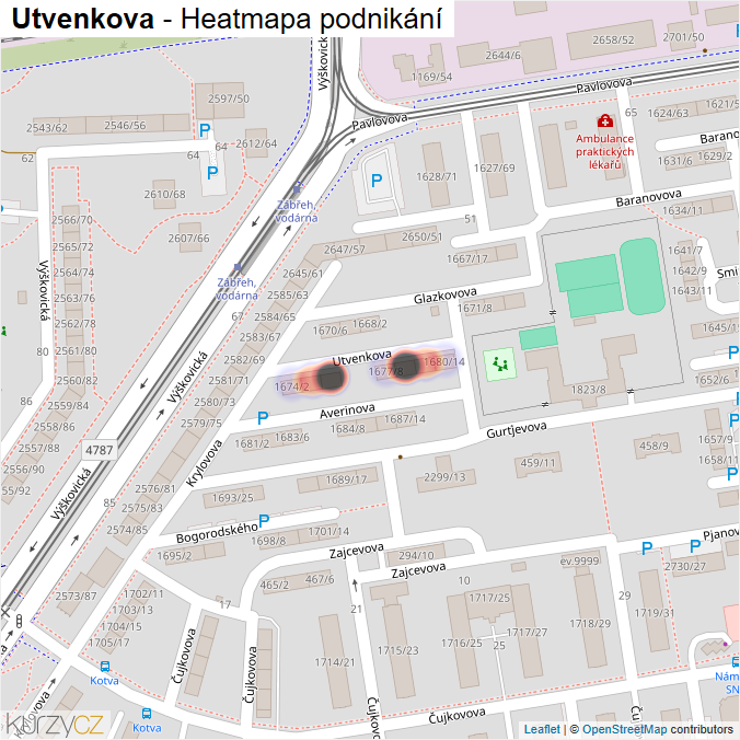 Mapa Utvenkova - Firmy v ulici.