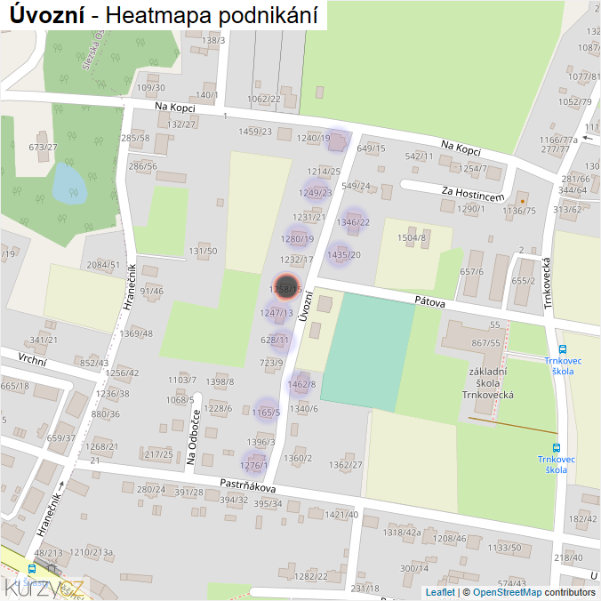 Mapa Úvozní - Firmy v ulici.