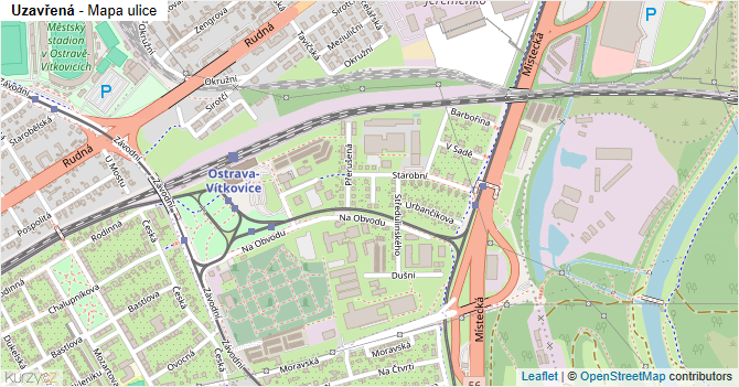 Uzavřená - mapa ulice