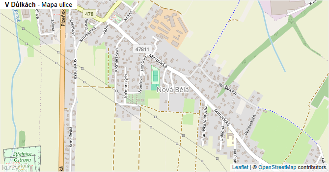 V Důlkách - mapa ulice