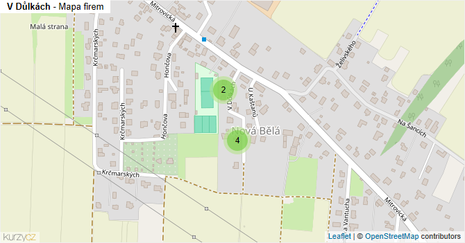 V Důlkách - mapa firem