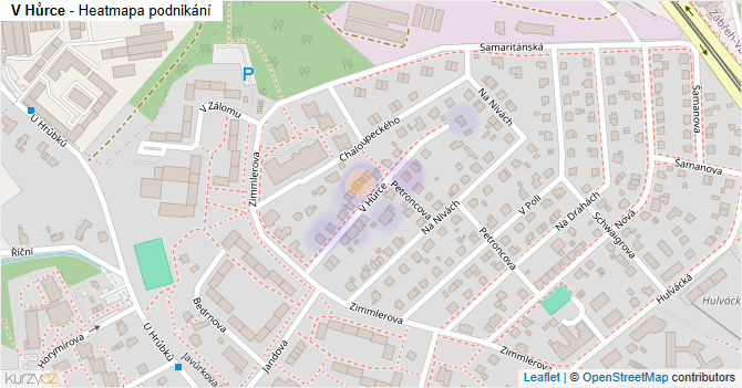 V Hůrce - mapa podnikání