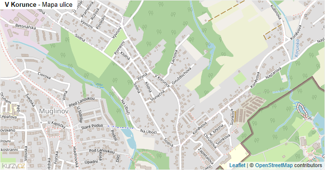 V Korunce - mapa ulice
