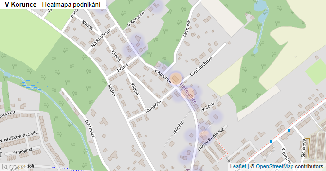 V Korunce - mapa podnikání