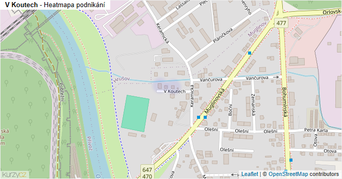 V Koutech - mapa podnikání