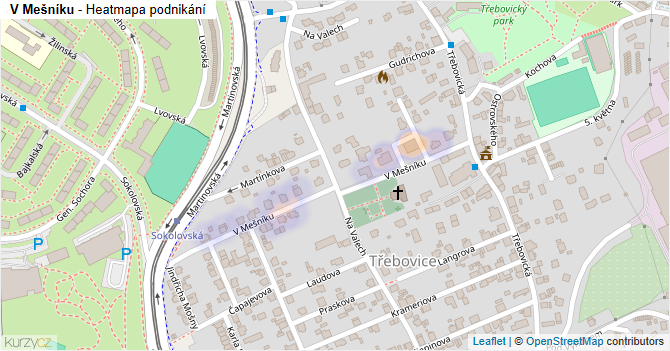 V Mešníku - mapa podnikání