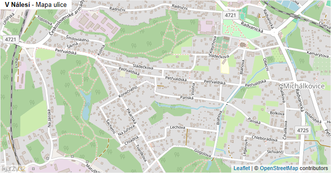 V Nálesí - mapa ulice
