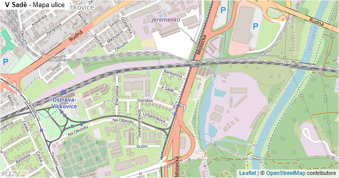 V Sadě - mapa ulice