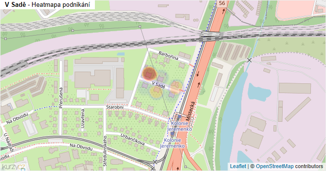 V Sadě - mapa podnikání
