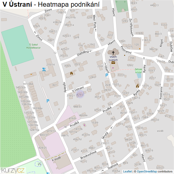 Mapa V Ústraní - Firmy v ulici.