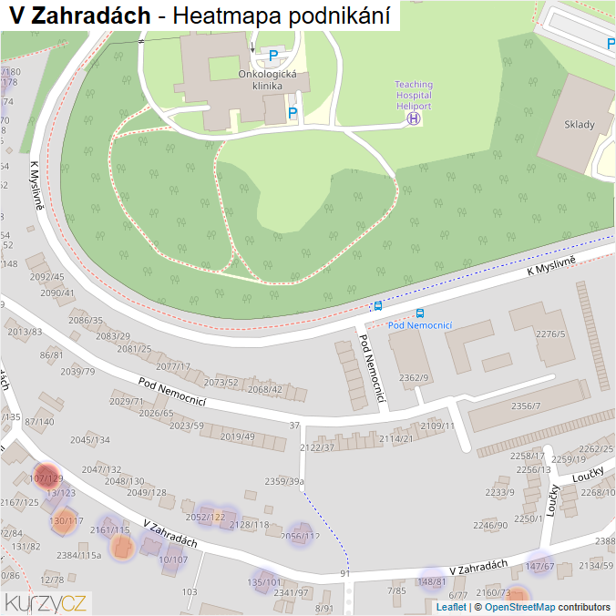 Mapa V Zahradách - Firmy v ulici.