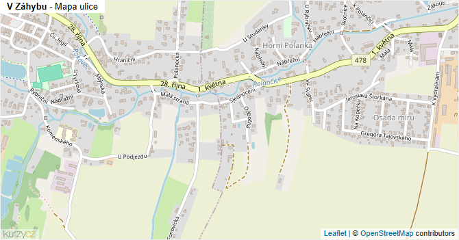 V Záhybu - mapa ulice