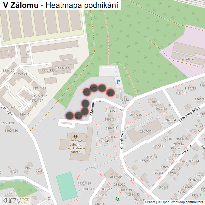 Mapa V Zálomu - Firmy v ulici.