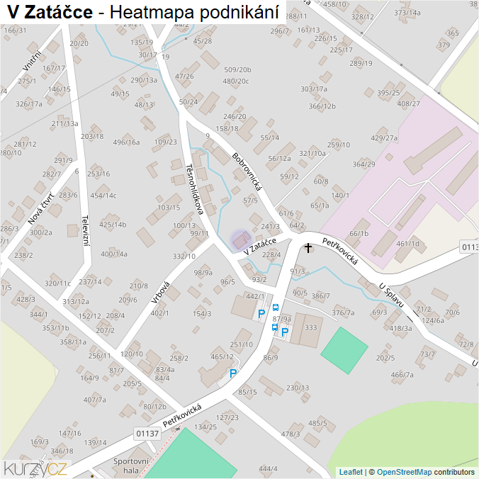 Mapa V Zatáčce - Firmy v ulici.