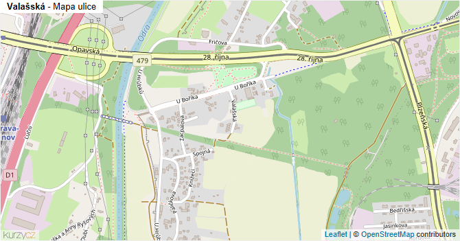 Valašská - mapa ulice