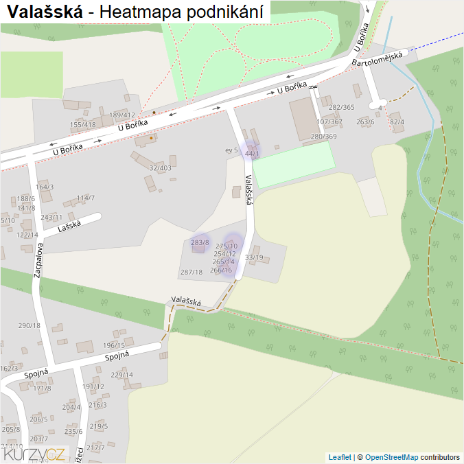 Mapa Valašská - Firmy v ulici.