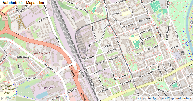 Valchařská - mapa ulice