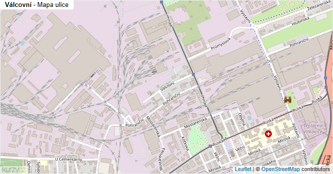 Válcovní - mapa ulice