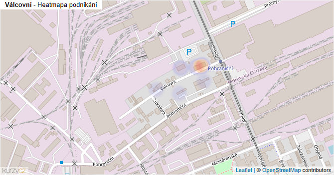Válcovní - mapa podnikání