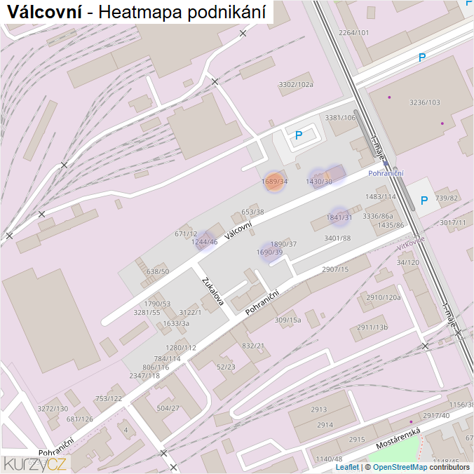 Mapa Válcovní - Firmy v ulici.