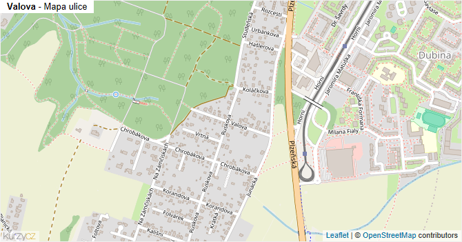 Valova - mapa ulice