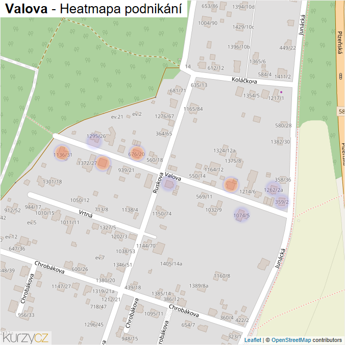 Mapa Valova - Firmy v ulici.
