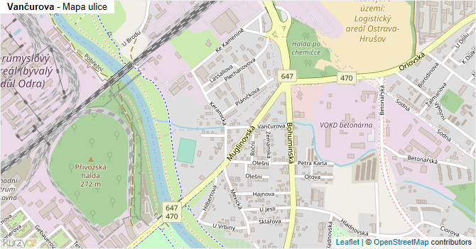 Vančurova - mapa ulice