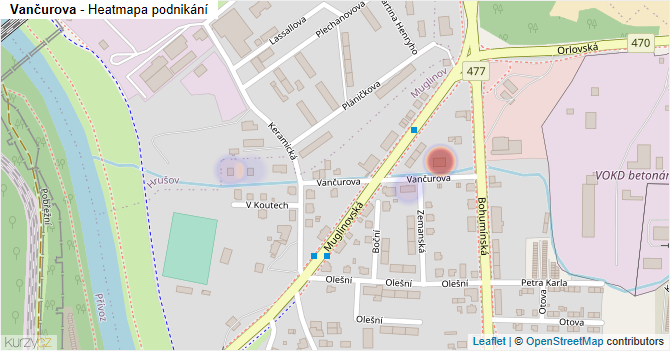 Vančurova - mapa podnikání