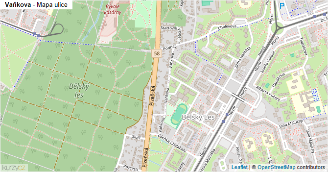 Vaňkova - mapa ulice