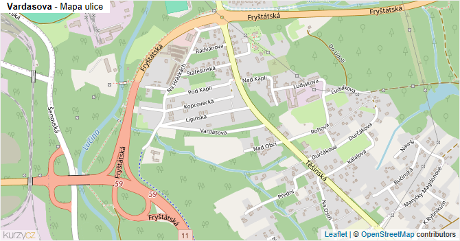 Vardasova - mapa ulice
