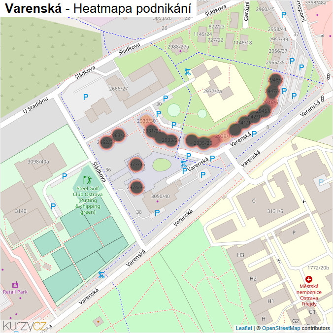Mapa Varenská - Firmy v ulici.