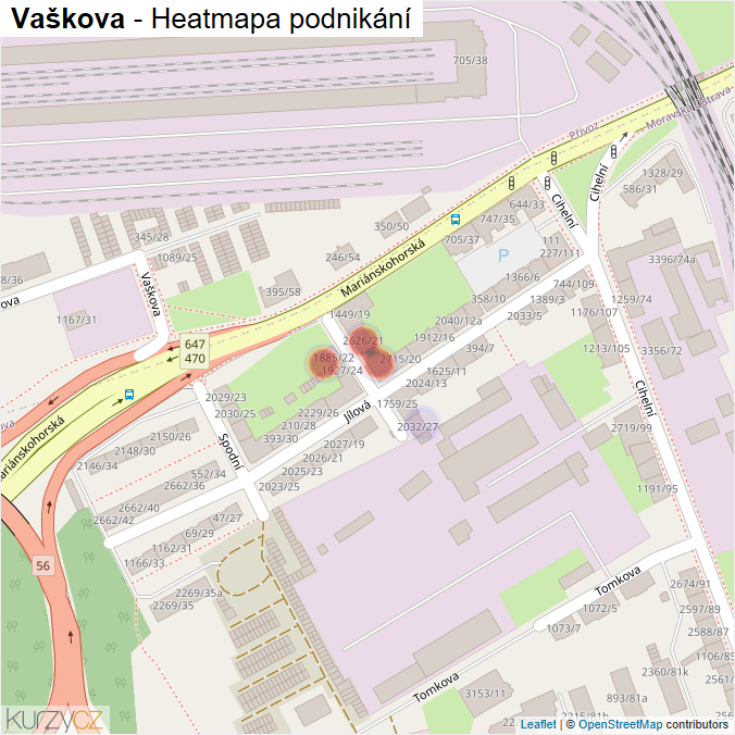 Mapa Vaškova - Firmy v ulici.