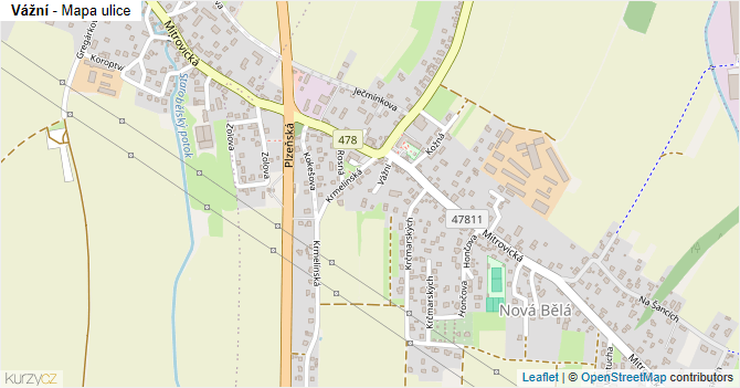 Vážní - mapa ulice