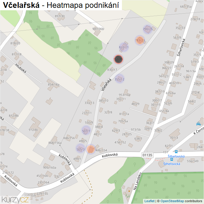 Mapa Včelařská - Firmy v ulici.