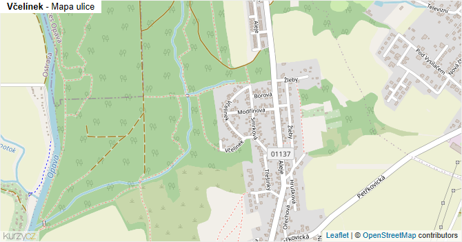 Včelínek - mapa ulice