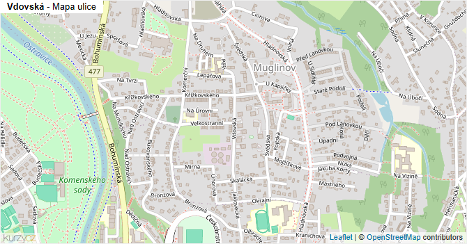 Vdovská - mapa ulice