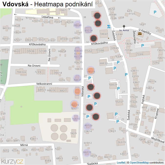 Mapa Vdovská - Firmy v ulici.