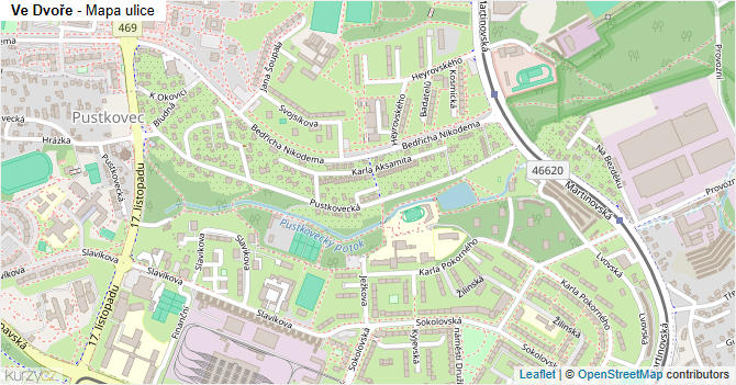Ve Dvoře - mapa ulice