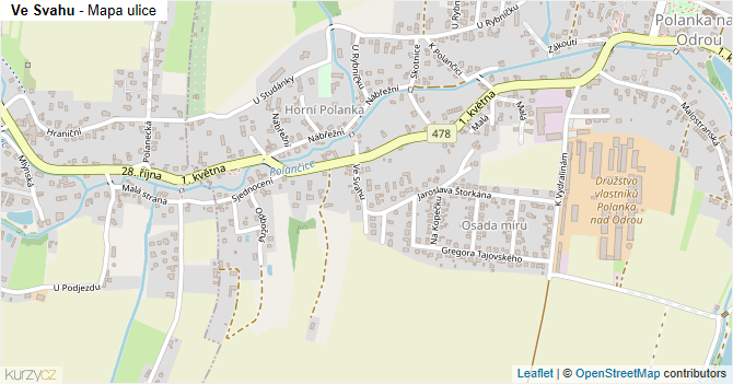 Ve Svahu - mapa ulice