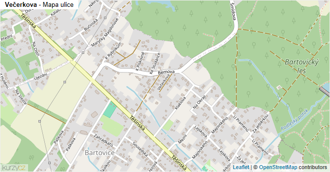 Večerkova - mapa ulice