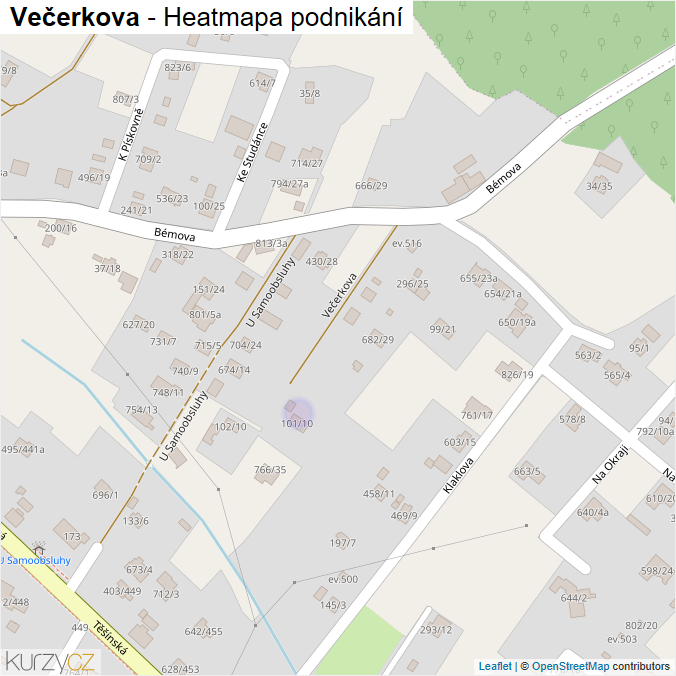 Mapa Večerkova - Firmy v ulici.