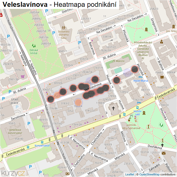 Mapa Veleslavínova - Firmy v ulici.