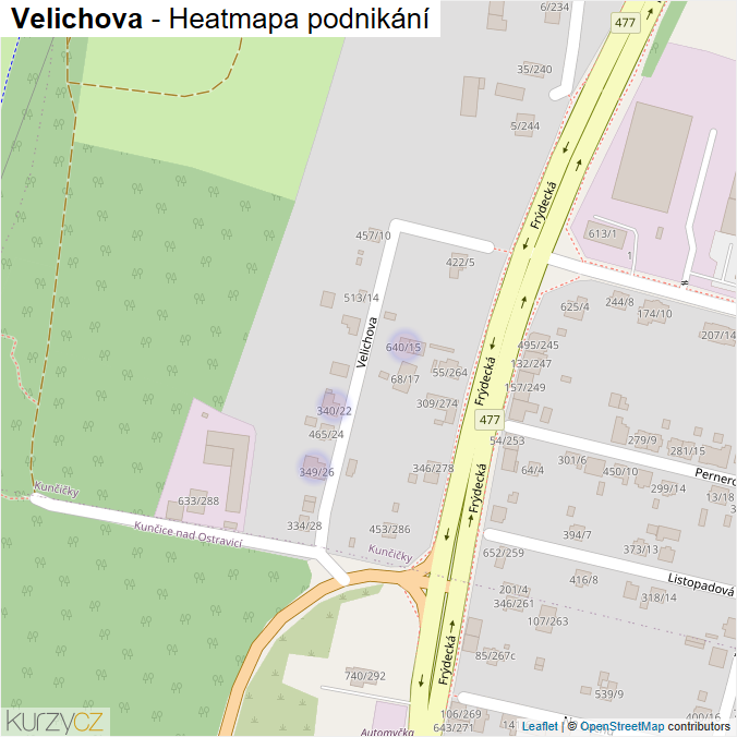 Mapa Velichova - Firmy v ulici.