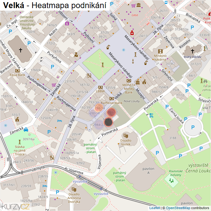 Mapa Velká - Firmy v ulici.