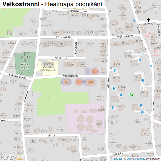 Mapa Velkostranní - Firmy v ulici.