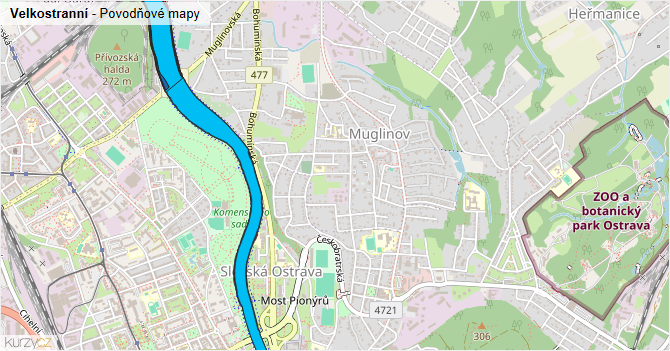Velkostranní - záplavové mapy stoleté vody