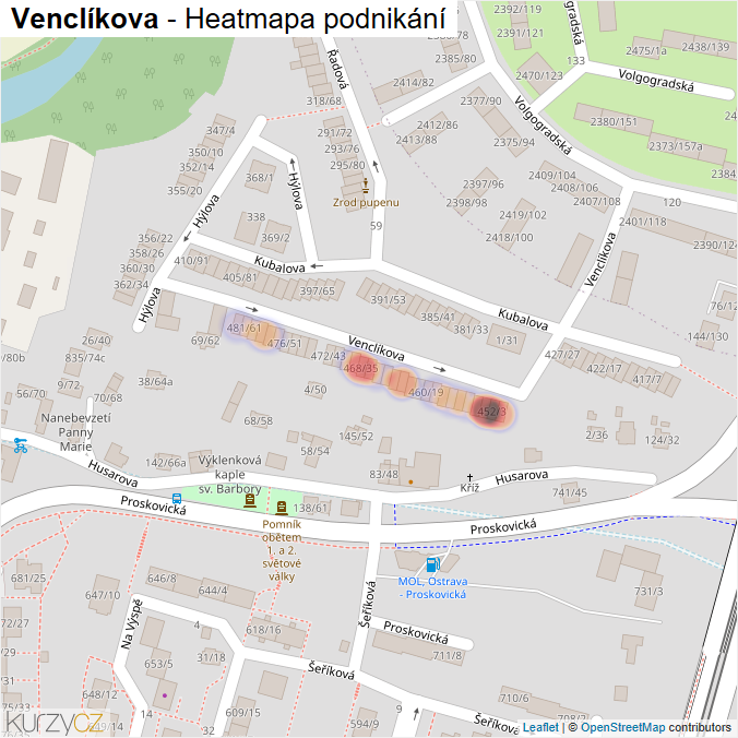 Mapa Venclíkova - Firmy v ulici.