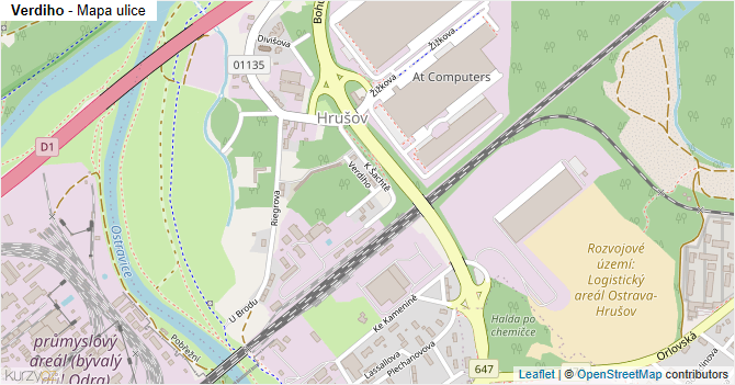 Verdiho - mapa ulice