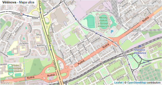 Věšínova - mapa ulice